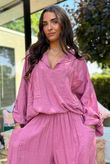 Sandbar Linen Blend Pop Over Shirt Indian Pink